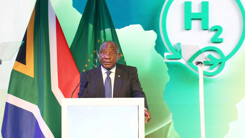 President Cyril Ramaphosa addressing the Africa Green Hydrogen Summit in Cape Town